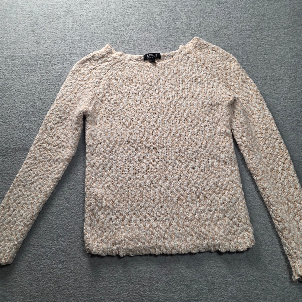 Buffalo David Bitton Oatmeal Boucle Knit Sweater Chunky Cozy Cream Small